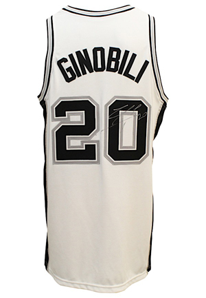 2004-05 Manu Ginobili San Antonio Spurs Game-Issued & Autographed Home Jersey (JSA • Championship Season • Sourced From The Spurs)