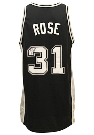 2002-03 Malik Rose San Antonio Spurs Game-Issued & Autographed Road Jersey (JSA • Championship Season • Sourced From The Spurs)