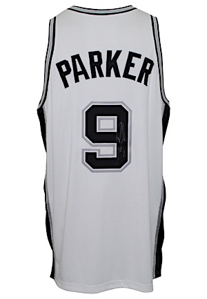2002-03 Tony Parker San Antonio Spurs Game-Issued & Autographed Home Jersey (JSA • Championship Season • Sourced From The Spurs)