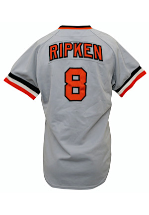 1981 Cal Ripken Jr. Baltimore Orioles Rookie Game-Used & Autographed Road Jersey (PSA/DNA 9 • Very Scarce True Rookie Example)