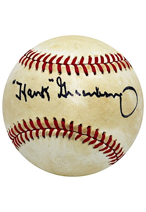 Hank Greenberg Single-Signed OAL Baseball (Full PSA/DNA & JSA • Auto Graded 8)
