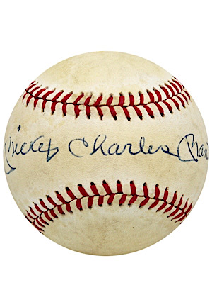Mickey Charles Mantle Single-Signed OAL Baseball (Rare Full Name Variation)
