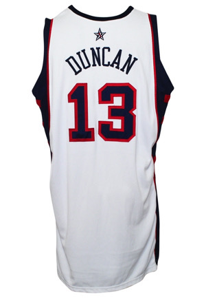 2004 Tim Duncan Team USA Olympic Game-Used Home Jersey
