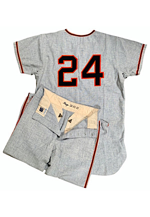 1972 Willie Mays San Francisco Giants Game-Used Road Flannel Uniform (2)(Donated By Mays For Display In McCoveys Restaurant • Likely Last Giants Jersey)