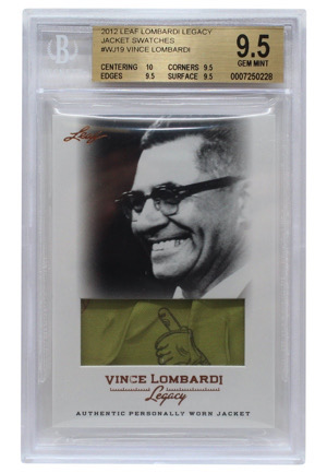 2012 Leaf Lombardi Legacy Jacket Swatches Vince Lombardi #WJ19 (Beckett GEM MINT 9.5)