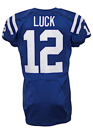 12/1/2013 Andrew Luck Indianapolis Colts Game-Used & Autographed Home Jersey (Photo-Matched & Graded 10 • Panini)