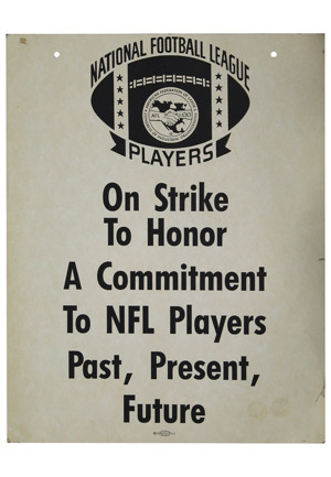 1987 NFL "Players On Strike" Picket Line Protest Sign
