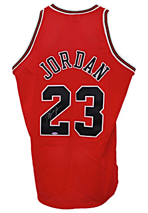 1997-98 Michael Jordan Chicago Bulls Autographed Pro-Cut Road Jersey (UDA Hologram • Championship & MVP Season)