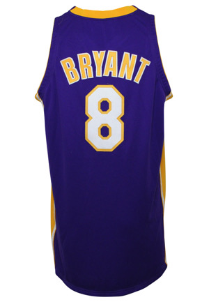 1999-00 Kobe Bryant Los Angeles Lakers Game-Used & Autographed Road Jersey (Championship Season • Wilt Chamberlain Armband • Full JSA)