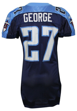 2002 Eddie George Tennessee Titans Game-Used Home Jersey (Multiple Photo-Matches • Velcro Inserts & Repairs)