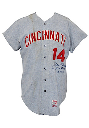 1970 Pete Rose Cincinnati Reds Game-Used & Autographed Road Jersey (Photo-Matched • World Series Season • Full JSA)
