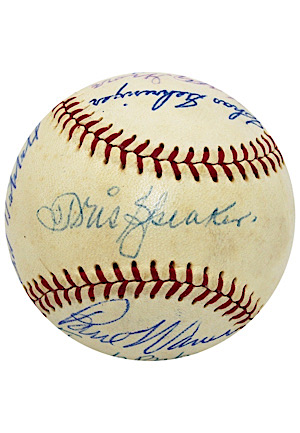 Hall Of Famers & Stars Multi-Signed OAL Baseball Including Foxx, Speaker, Grove & More (Full PSA/DNA)