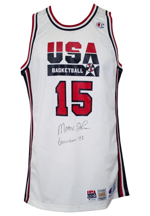 1992 Magic Johnson USA Olympic Basketball "Dream Team" Game-Used & Autographed Jersey (Full JSA)