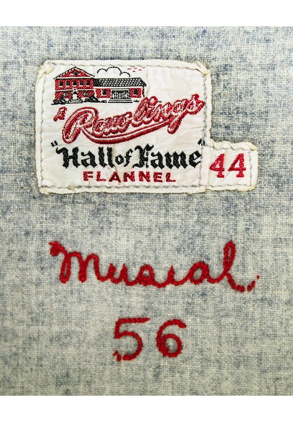 Lot Detail - 1956 Stan Musial St. Louis Cardinals Game-Used & Autographed  Road Flannel Jersey (Photo-Matched & Graded 10 • Rare One Year Style •  PSA/DNA • Full JSA)