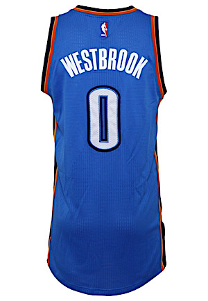 2015-16 Russell Westbrook Oklahoma City Thunder Game-Used Road Jersey (Photo-Matched To 40 Point Double-Double Performance • NBA LOA)