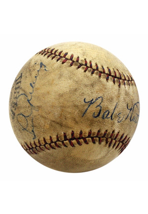 Babe Ruth & Lou Gehrig Dual-Signed Baseball (Sigs Display On Same Panel • Full JSA)