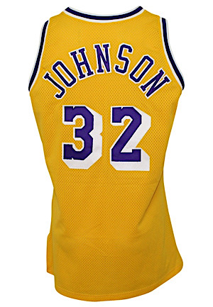 1991-92 Magic Johnson Los Angeles Lakers Game-Used Home Jersey