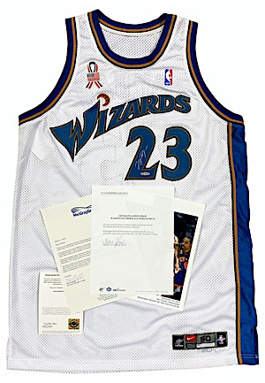 12/14/2001 Michael Jordan Washington Wizards Game-Used & Autographed Home Jersey (Photo-Matched • Team LOA • MeiGray • UDA)
