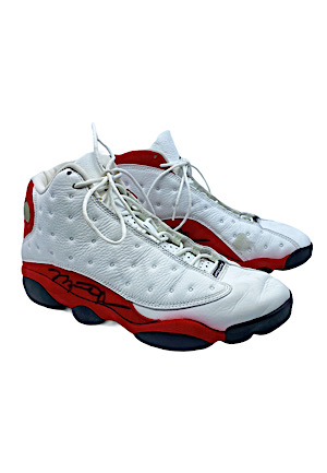 1997-98 Michael Jordan Chicago Bulls Game-Used & Autographed "Air Jordan XIII" Shoes (Championship & MVP Season)