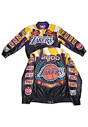 2000 Kobe Bryant & Shaquille ONeal Los Angeles Lakers Jeff Hamilton Custom NBA Champions Leather Jackets (2)