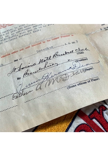 1931 Dizzy Dean St. Louis Cardinals Rookie Season Signed Players Contract & Transfer Docs (3)(Full JSA)