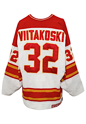 1993-94 Vesa Viitakoski Calgary Flames Rookie Game-Used Home Jersey (Photo-Matched • Specialty Team Tagging)