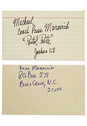 "Pistol" Pete & Petar "Press" Maravich Dual-Signed Index Card
