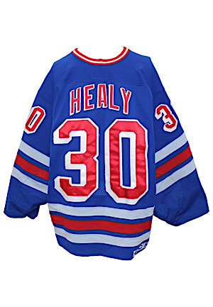 1995-96 Glenn Healy New York Rangers Playoffs Game-Used Jersey (Rangers LOA • Specialty Team Tagging)