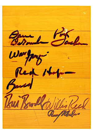 New York Knicks Madison Square Garden 8x12 Wooden Floor Piece Autographed By DeBusschere, Jackson, Frazier, Holzman & More (Knicks LOA)