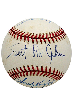 Sandy Koufax, Lou Johnson & Bob Hendley Multi-Signed Baseball