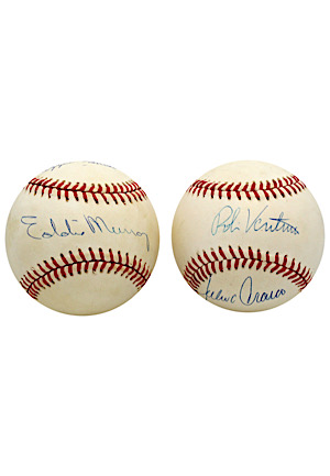 Eddie Murray & Ozzie Smith, Julio Franco & Robin Ventura Dual-Signed Baseballs (2)