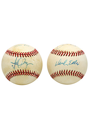 Harold Baines & Chuck Porter, Vida Blue & Dock Ellis Dual-Signed Baseballs (2)