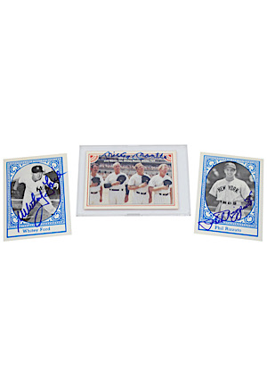 Mickey Mantle, Whitey Ford & Phil Rizzuto New York Yankees Single-Signed Baseball Cards (3)
