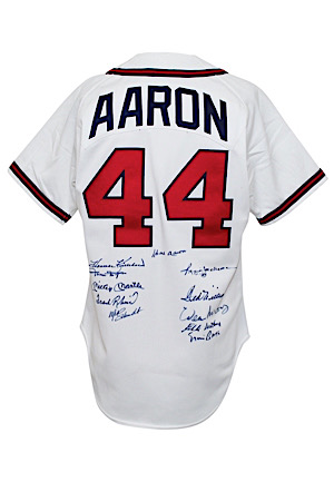 "500 Home Run Club" Multi-Signed Hank Aaron Atlanta Braves Home Jersey