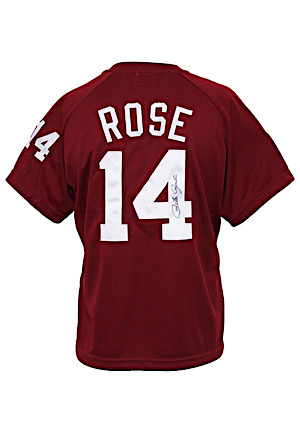 Early 1980s Pete Rose Philadelphia Phillies Player-Worn & Autographed Batting Practice Top