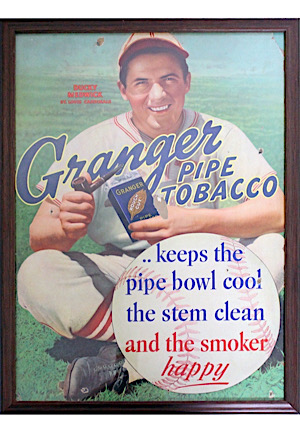 1930s Ducky Medwick Original Tobacco Advertising Framed Display