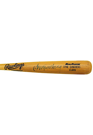 1992 Ryne Sandberg Chicago Cubs Game-Used & Autographed Bat