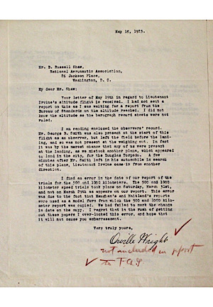 1923 Orville Wright Autographed Letter On Personal Letterhead (Full PSA/DNA)