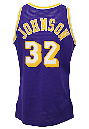 1991-92 Magic Johnson Los Angeles Lakers Game-Used Road Jersey