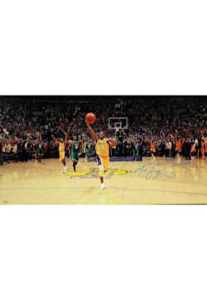 Beautiful Kobe Bryant Los Angeles Lakers Autographed Oversized LE Canvas Giclée Celebrating Last Championship (12/24 • Purchased In-Game At Staples Center • Full JSA)