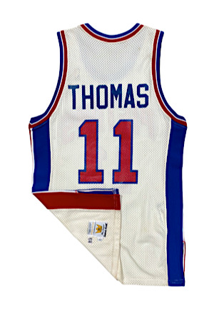 1989-90 Isiah Thomas Detroit Pistons Game-Used & Autographed Home Jersey (Full JSA • Gifted To Local Club Owner & Season Ticket Holder • Championship Season)
