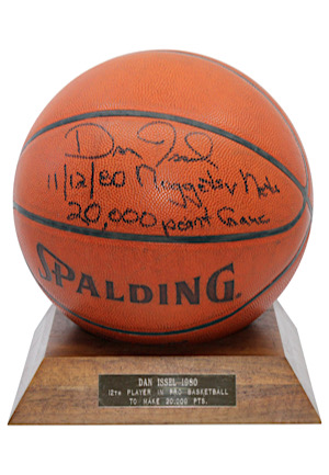 11/12/1980 Dan Issel 20,000th Career Point Scored Actual Game-Used & Autographed Basketball (Full JSA • Issel LOA)