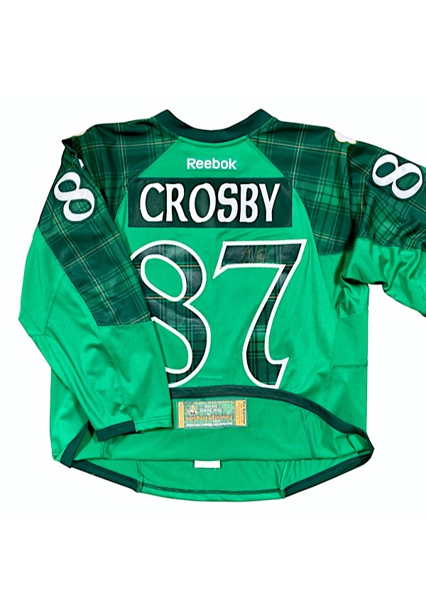 Lot Detail - 2017 Sidney Crosby Pittsburgh Penguins Game-Used & Autographed  St. Patrick's Day Jersey (Photo-Matched • Penguins LOA • Full PSA/DNA)