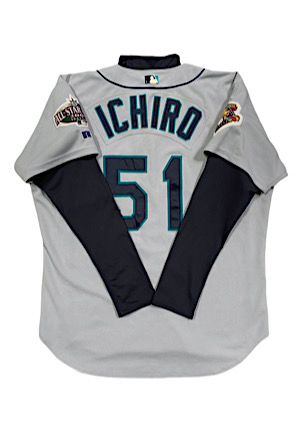 2001 Ichiro Suzuki Seattle Mariners Rookie Game-Used Road Jersey & Undershirt (2)(Mill Creek • MVP & RoY Season)