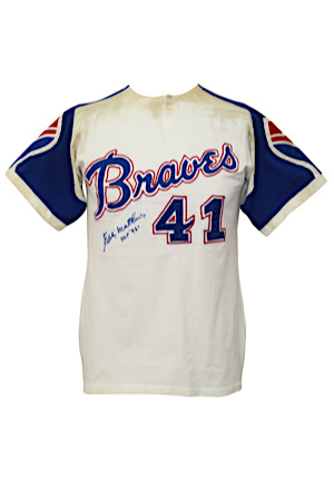 1972-73 Eddie Mathews Atlanta Braves Manager-Worn & Autographed Home Jersey (Full PSA/DNA & JSA LOAs)