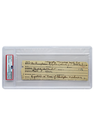 1920s Christy Mathewson Handwritten & Signed Document (PSA/DNA • Very Rare Full Name Signature)