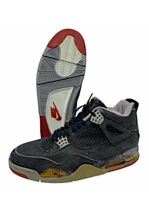1988-89 Michael Jordan Chicago Bulls Game-Used Bred Air Jordan IV Shoes (Sourced From The Collection Of A Former Ball Boy)