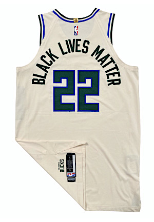 7/31/2020 Khris Middleton Milwaukee Bucks Game-Used Cream City "Black Lives Matter" Jersey (MeiGray LOA • Photo-Matched)