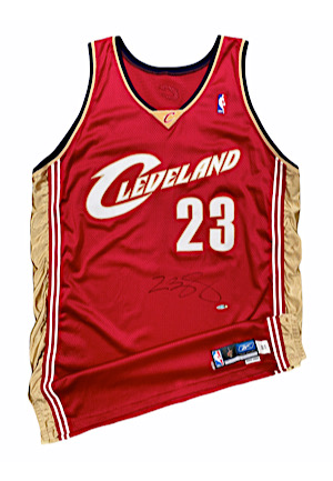 2003-04 LeBron James Cleveland Cavaliers Rookie Game-Used & Autographed Road Jersey (UDA)