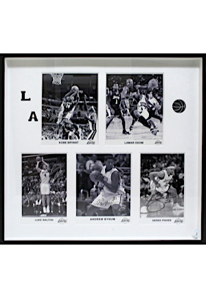 Mid 2000s Los Angeles Lakers Multi-Signed Framed Display Including Kobe Bryant & More (Lakers LOA)